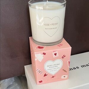 Pottery Barn Rose + Peony Soy Blend Candle in Pink Box